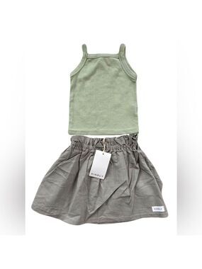Kindly Kids Green Tank and Gray Skirt Matching Set